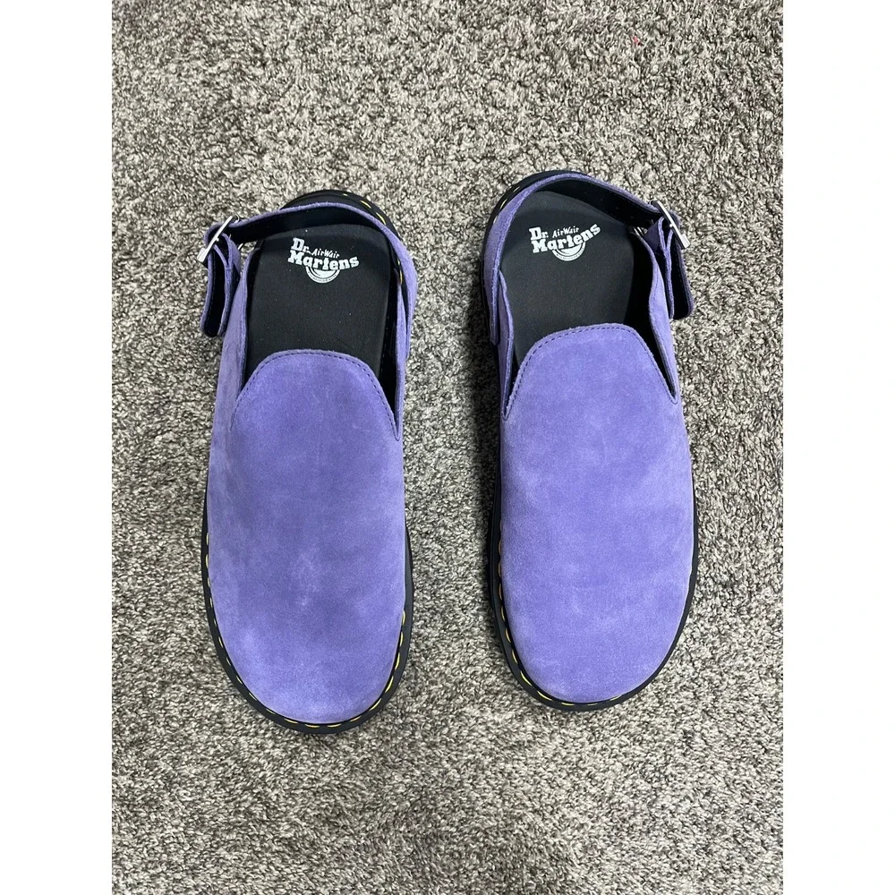 Dr Martens Zebzag Mules Mens 14 Purple Suede Leather Platform Slingback Strap